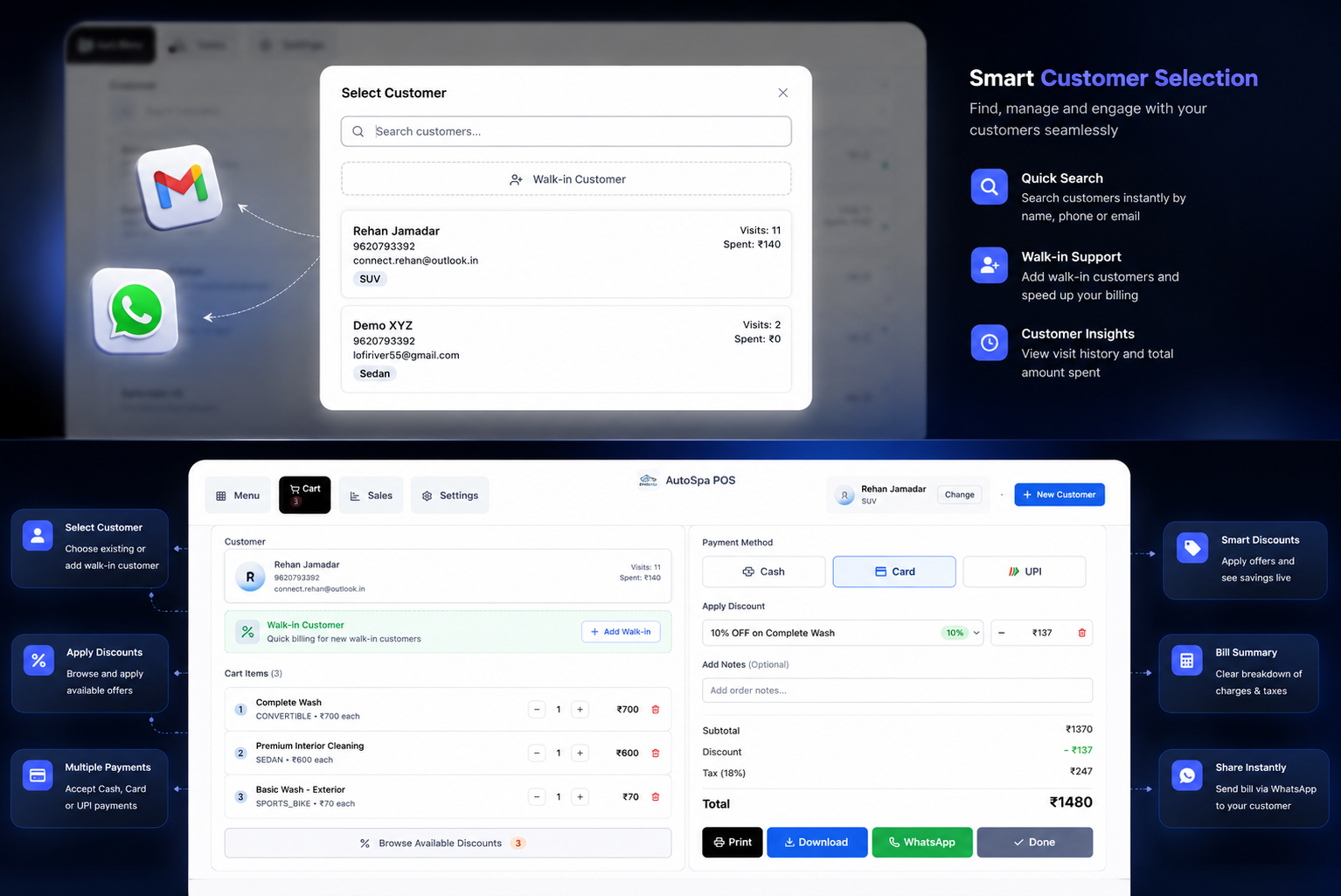AutoSpa POS card payment screenshot